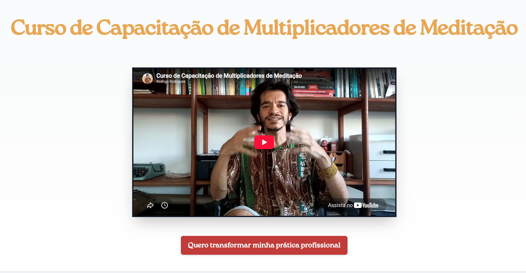 Seção de conteúdo da landing page Sadhana Prática